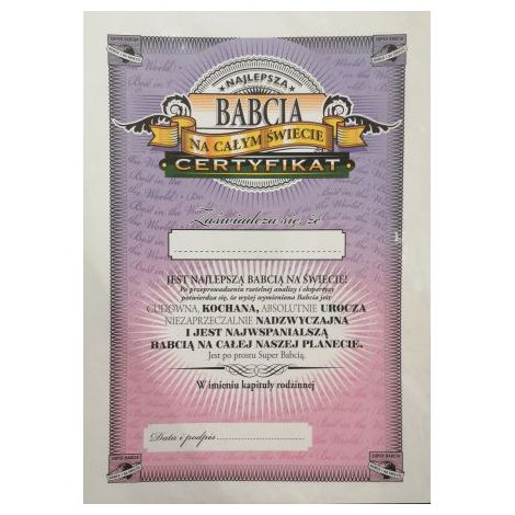 Certyfikat Pan Dragon Babcia